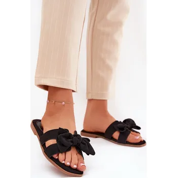 Dámské pantofle Ploché Dámské Pantofle S Mašlí Tobin Barva: Černá, Velikost: 41