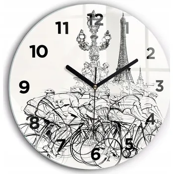 Hodiny Foto nástěnné hodiny Kresba cyklistických závodů kulatý černé ručičky průměr 60 cm