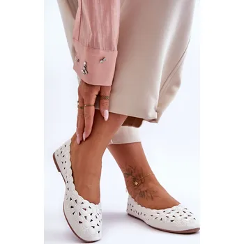 Dámské lodičky Ažurové lesklé baleríny dámské Visionary Barva: Bílá, Velikost: 37