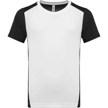 Chlapecké tričko Dětské kontrastní sportovní tričko ProAct z recyklovaného polyesteru Barva: Bílá - Černá, Velikost: M 122/128
