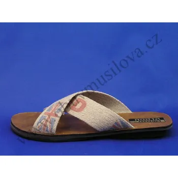 Pánské pantofle Obuv pánská STEEL A-92 béžové pantofle (Pánské textilní pantofle)