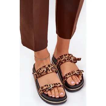 Dámské pantofle Dámské pantofle na platformě s pásky a sponami Ziferte Barva: Béžová, Velikost: 39