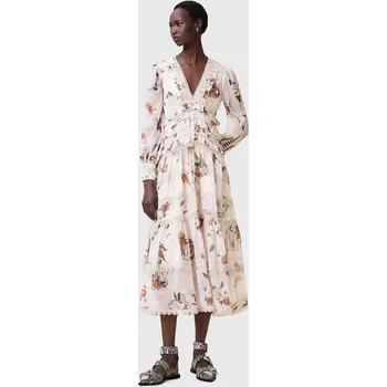 Dámské šaty Šaty AllSaints ZORA MIDI béžová barva, midi, W084DC 02X, vel. 36