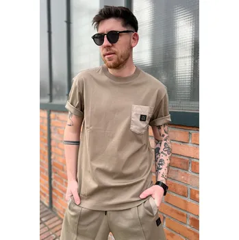 Pánské oblečení Pánské tričko HUGO Dombiro 50536347 hnědé Velikost: XL