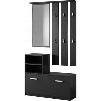 Předsíňová stěna Sestava do předsíně Yesfir se zrcadlem, černá matná
