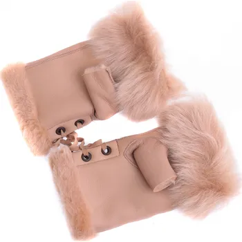 Rukavice Splus Dámské kožešinové bezprsté rukavice JAPAN PAJ32 béžový napalan