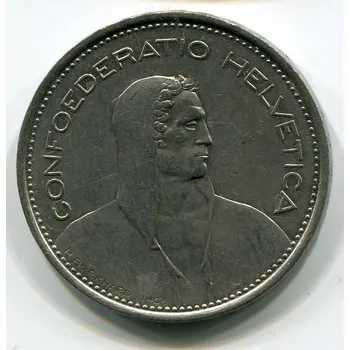 ŠVÝCARSKO. 5 franken 1977.