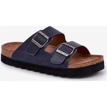 Pánské mokasíny Lehké Pánské Pantofle S Přezkami Eko Kůže Big Star NN174530 Granátové Barva: Modrá, Velikost: 45