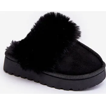 Chlapecké bačkory Dětské pantofle s kožešinou Birasta Barva: Černá, Velikost: 35