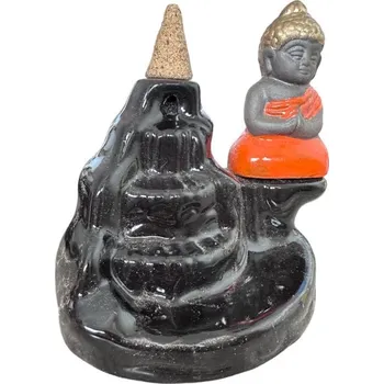 Aroma lampa Stojan na backflow vonné kužely oranžový Buddha 1ks