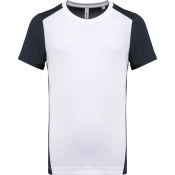 Pánská móda Pánské kontrastní sportovní tričko ProAct z recyklovaného polyesteru Barva: Bílá - Modrá námořní, Velikost: M
