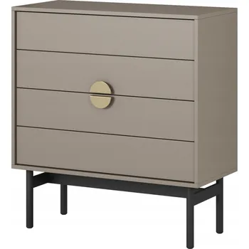 Komoda Komoda Selsey 85,5 x 38 x 93 cm, cappuccino, černá, béžové odstíny, matná zlatá