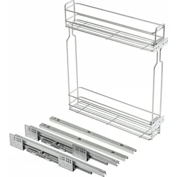 Šatní skříň Boční nákladní koš, tandemová posuvná montáž, 2 police, skříň 200 mm, bez vodítek, galvanizace