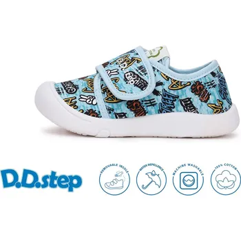 Dětská treková obuv D.D.step chlapecké plátěnky C100-51985L Barva: modrá, Velikost: 27