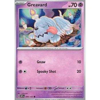 Volný čas Pokémon OBF 099/197 Greavard - Obsidian Flames Stav: Near Mint, Verze: NORMAL