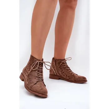 Dámské kozačky Nízké Boty S Vzorováním S.Barski HY51-185 Barva: Béžová, Velikost: 38