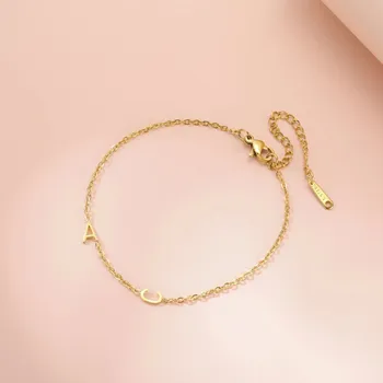 Náramek Personalizovaný ocelový náramek | Stylový šperk - 2 písmena zlatá , 17-22 cm