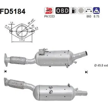 Filtr pevných částic Filtr sazových částic, výfukový systém AS FD5184