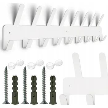 Věšák Nástěnný věšák na oblečení, bundy, klíče, kovový, loft, bílý, 17 háčků