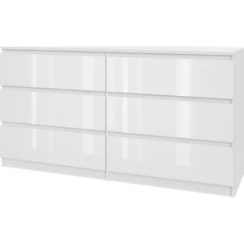 Šatní skříň Komoda 140/6 - bílý lesk