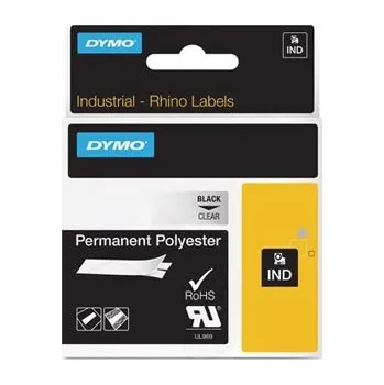 Pásek do tiskárny Dymo originální páska do tiskárny štítků, Dymo, 622290, černý tisk/průhledný podklad, 5.5m, 19mm, RHINO permanentní polyesterová D