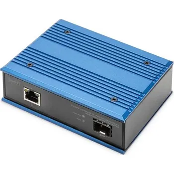 DIGITUS Průmyslový Gigabit Ethernet PoE+ Media Konvertor SFP Otevřený slot, bez SFP Modulu, PSE, 802.3at DN-652104-1