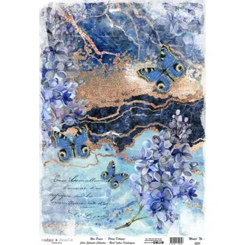 Umělecký papír Cadence Rýžový papír Cadence, A3 - Modrozlaté babočky