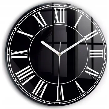 Hodiny Moderní skleněné nástěnné hodiny Černé římské číslice velké kulatý průměr 60 cm