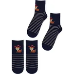 Dívčí ponožky s obrázkem WOLA SRNKA,PROUŽKY modré Velikost: 36-38