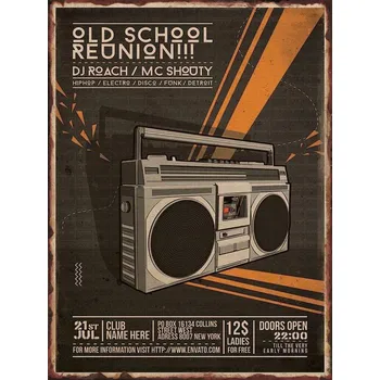 Plechová cedule Vintage plechová cedule retro hudba | nástěnná dekorace, kovová cedule - 8 , 2PC-20x30cm