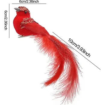 Vánoční dekorace Umělý červený pták sada 3 ks | vánoční dekorace, svatební výzdoba 3 ks - 3ks červené