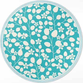 Koberec Kulatý PVC vinylový Koberec , průměr 80 cm, kompozice z divokých květin a listů