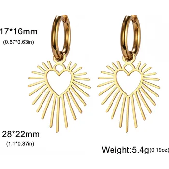 Náušnice Geometrické visací náušnice srdce | dámské šperky 2 ks - Zlatá barva