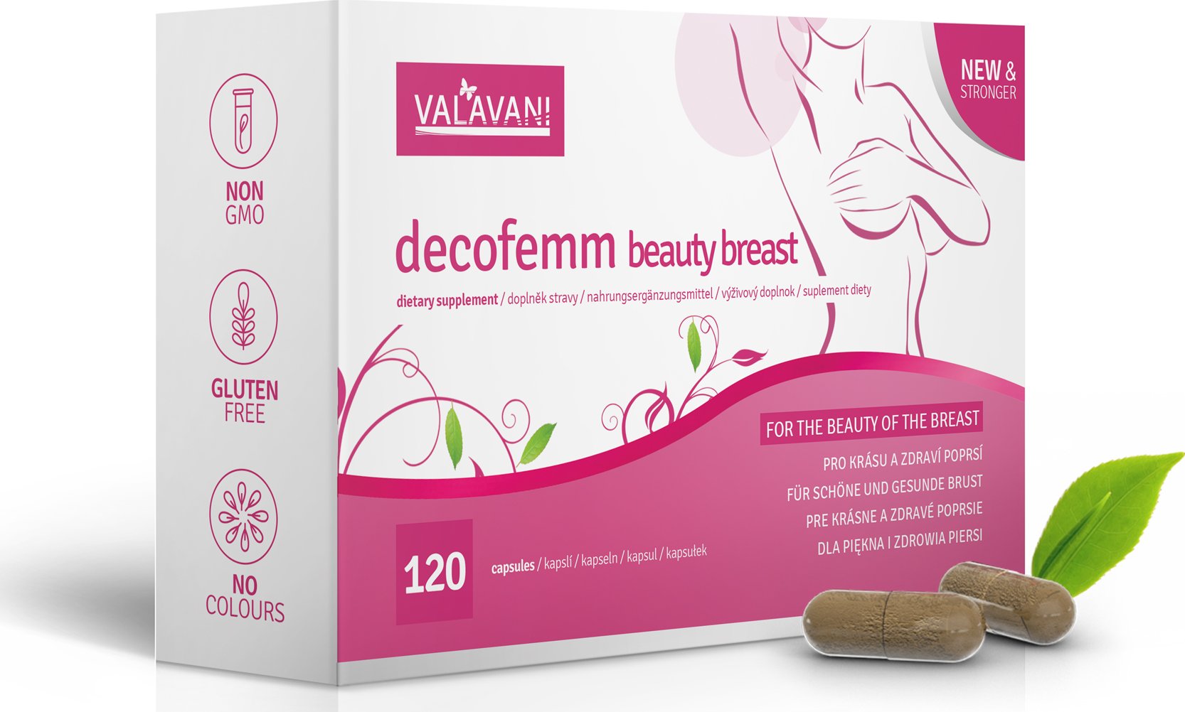DecoFemm Beauty Breast zvětšení a zpevnění poprsí .: Akce 2+1 ZDARMA (360 kapslí)