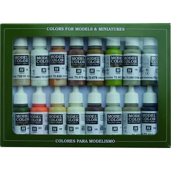Modelářská barva Vallejo Model Color 16 color Set 70141 Earth Tones (16)