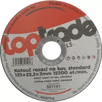 Řezný kotouč TOPTRADE kotouč řezný, na kov, 125 x 22,2 x 2 mm, standard