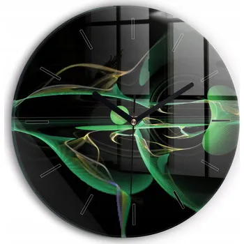 Hodiny Ozdobné nástěnné hodiny s krásnou grafikou Zelená abstrakce kulatý průměr 30 cm