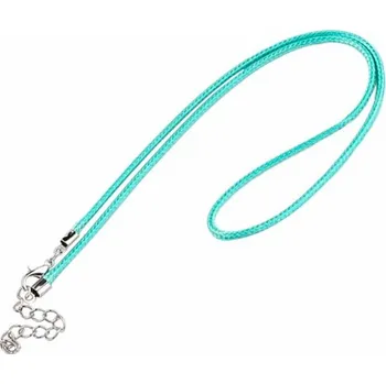 Řetízek Voskovaná šňůrka barva tyrkysová 45 cm 1 m x 2,8 mm