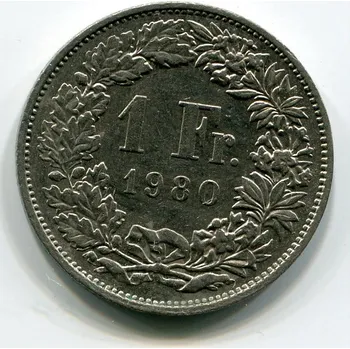 ŠVÝCARSKO. 1 franken 1980.