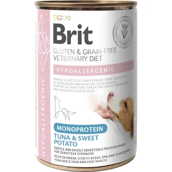 Volný čas Brit VD Dog GF konz Mono Protein Hypoall. Tuna 400g (min. odběr 12 ks)