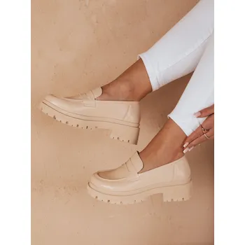 Dámské mokasíny Mokasíny dámské na platformě TORINO ZY0777 Barva: Béžová, Velikost: 39