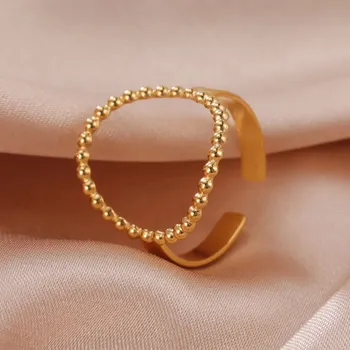 Prsten Ocelový prsten srdce nastavitelný | dámský módní šperk - Styl 17 Gold