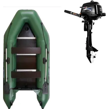 Člun Člun GLADIATOR LIGHT AK280WF green - nafukovací člun s dřevěnou podlahou - sada: se spalovacím motorem PARSUN F2,6 1,9 kW