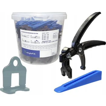 SIMPLEFIX Vyrovnávací systém na obklady a dlažbu SIMPLEFIX 100 klíny + 500 spony + kleště 2,0 mm