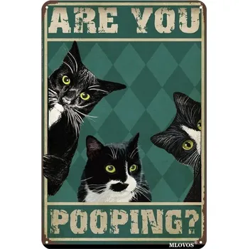 Plechová cedule Retro plechová cedule vtipná kočka | kovová dekorace - 25 , 20x30 cm