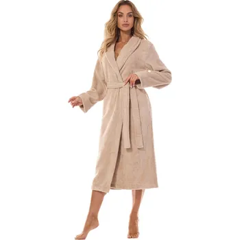 Dámský župan Dámský luxusní župan L&L Basic Long 2408 M-2XL Velikost: L, Barva: Béžová