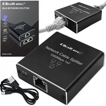 Switch Switch neřízený Qoltec splitter RJ45 1000Mbps USB-C Hliníkový