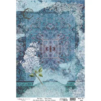 Umělecký papír Cadence Rýžový papír Cadence, A3 - Modrý květinový ornament