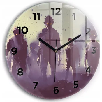 Hodiny Moderní skleněné nástěnné hodiny Zombie v noci – halloweenské kulatý průměr 30 cm