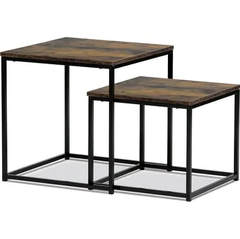 Konferenční stolek Set 2 konferenčních stolků RAIMUND — kov, MDF, černá / dekor staré dřevo